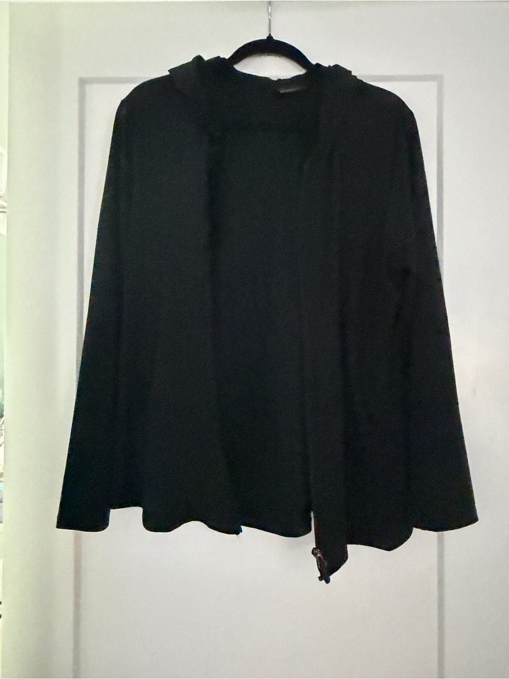 Classic Black Hooded Open-Front Women's Cardigan